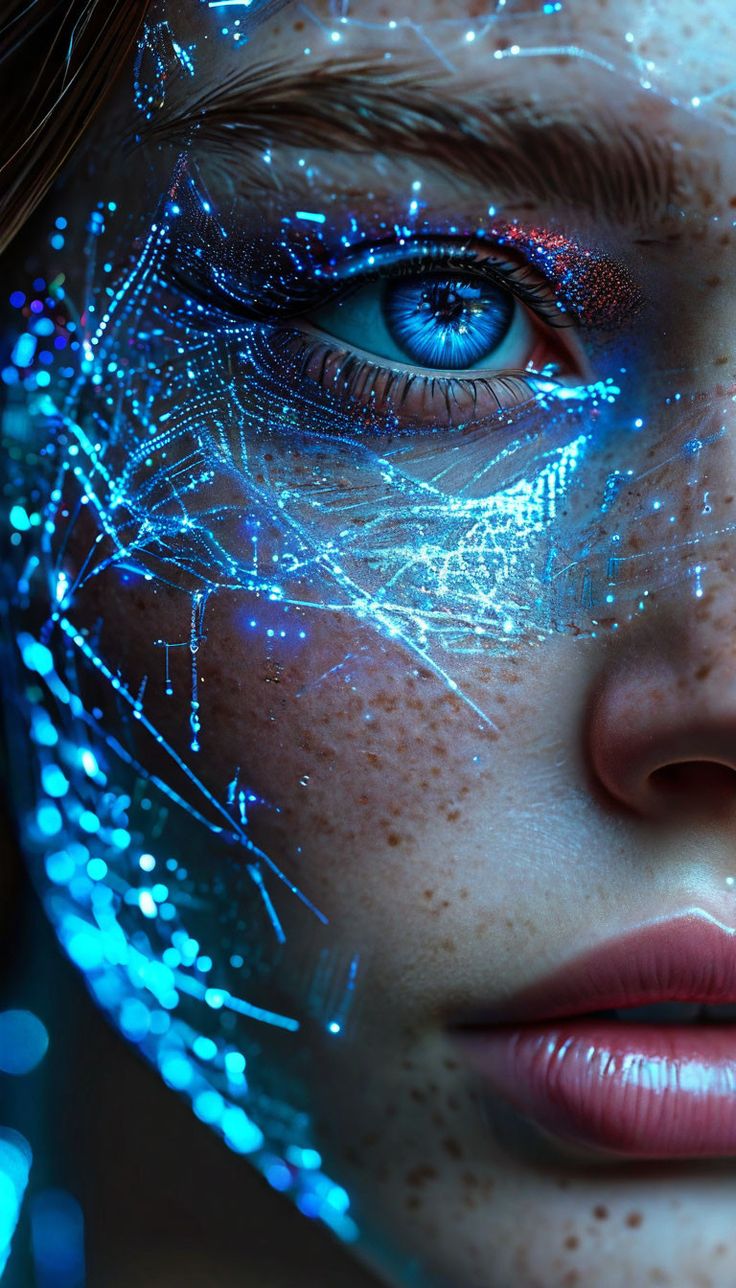 Picture of a woman with blue eyes and freckles with red hair